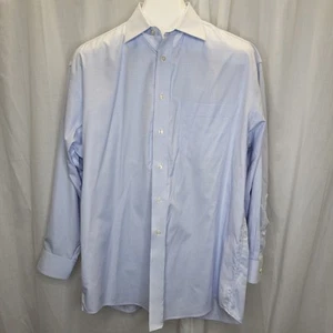 Jos. A. Camicia abito a quadri con tessuto a cesto blu chiaro Bank da viaggio, 16,5 33 - Foto 1 di 7