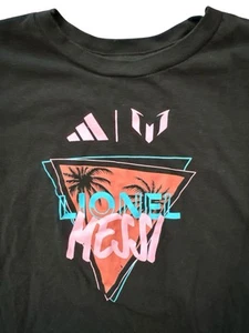 Adidas Boys Lionel Messi T-Shirt Size Medium 10-12 Black And Pink MLS Miami - Picture 1 of 7