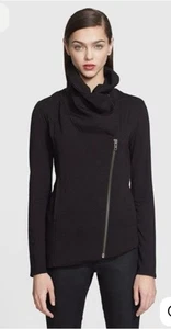 Helmut Lang Villous Asymmetrical Stretch Knit Jacket Medium Black Moto - Bild 1 von 14