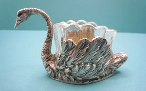 Vintage 800 Silver Ornate Swan Salt Cellar - Picture 1 of 4