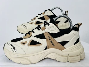 Steve Madden Clydie Chunky Platform Ivory Tan Lace Up Sneakers Casual Shoes 9M - Picture 1 of 11