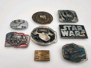 8 Lot Vtg/Mod Men’s Belt Buckles Mixed Styles & Themes/Western/America/ Sports - Picture 1 of 4