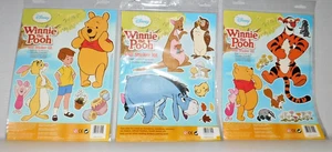 KIT DE PEGATINAS DE PARED WINNIE THE POOH LOTE DE 3 HOJAS ÚNICAS 13"X9" NUEVO TIGGER EEYORE - Imagen 1 de 7