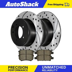 Rear Drilled Slotted Brake Rotors Premium Ceramic Pads for Jeep Patriot - Picture 1 of 3