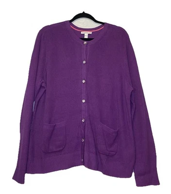 Cárdigan Suéter Isaac Mizrahi Live Púrpura Punto Coctelera XL Botones Joya Nuevo sin Etiquetas Foto 1 de 4