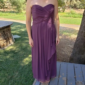 Abito da sposa Davids viola prugna damigella d'onore a cuore senza spalline in chiffon taglia 6 - Foto 1 di 4