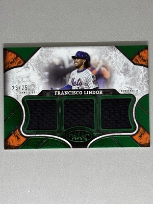 2025 Topps Tier One Francisco Lindor Green Triple Relic /25 GAME USED #T1R-FL - Image 1 of 3