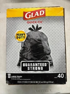 GLAD 30 GALLON HEAVY DUTY QUICK TIE TRASH BAGS 60035 40 COUNT FAST SHIP 7468663 - Picture 1 of 1