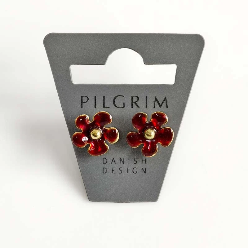 Aretes de flores esmaltados peregrinos de 12 mm elegantes para mujer fiesta vacaciones joyería regalo Foto 1 de 4