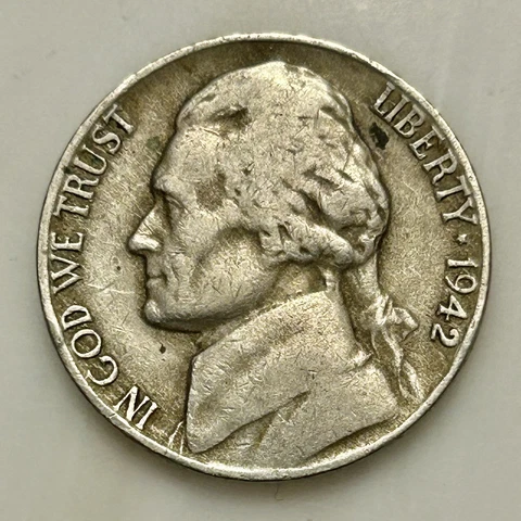 1942 D Nickel. Please Read Description. Your Actual Coin In Photo Cover