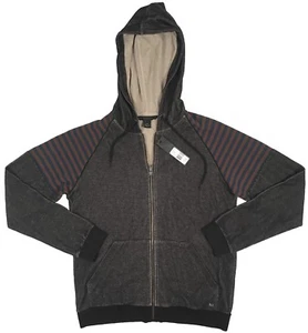 ¡NUEVA Sudadera con Capucha Marc Jacobs $248! L Negro con mangas a rayas AJUSTE DELGADO - Imagen 1 de 1