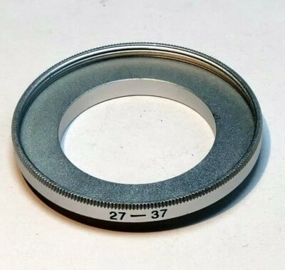 27mm to 37mm Step Up lens ring adapter  screw in threaded (chrome) - Image 1 of 4