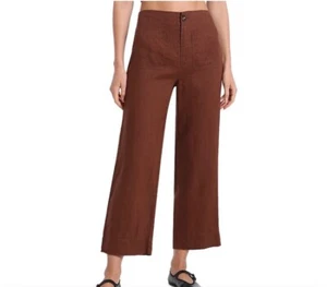 Bagatelle Linen Pants Medium Brown Wide Leg Lagenlook Solid Preppy New - Picture 1 of 6