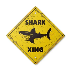 Shark Vintage Crossing Sign Zone Xing hunter fisherman collector great white bit - Picture 1 of 4