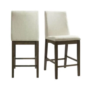 Unbranded Counter Height Side Chair Set Upholstered In Dark Walnut (2-Pack) - Picture 1 of 7