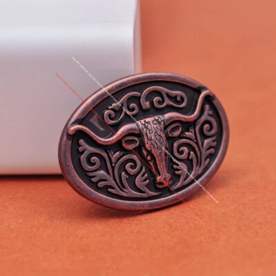 6PC WESTERN FLORAL LONGHORN RODEO LEATHER CRAFT ANTIQUE COPPER CONCHOS RIVETBACK - Image 1 of 4