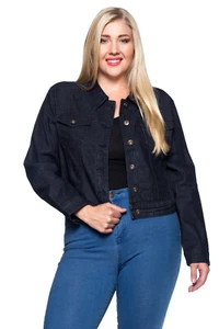 Women stretch denim jeans jacket black indigo plus size 2XL #SG-66187X - Picture 1 of 3