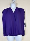 NWT Worthington Womens Size XL Purple V-neck Wrap Style Top Cap Sleeve