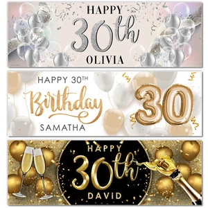 Personalised 30th Happy Birthday Banner | 30th Birthday Banner | Birthday Banner - Picture 1 of 7