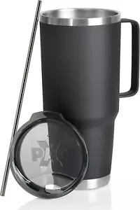 Double Vacuum Wall Stainless Steel Tumbler with Lid, 64 Ounce, with Handle, Blac - Picture 1 of 12