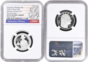 2025 S Silver Quarter 25C Juliette Gordon Low NGC PF69 First Releases UCameo - Picture 1 of 1