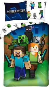 Minecraft Team Set 2pezzi Letto Singolo Lenzuola Copripiumino Federa 100% cotone - Foto 1 di 3