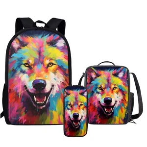 Cumagical Wolf Animal Color Print Lightweight Backpack Bookbags Outdoor Trave... - Picture 1 of 4