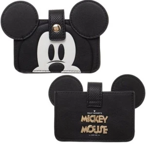 Disney Mickey Mouse Credit Card Holder Black Snap Wallet New With Tags - Picture 1 of 9