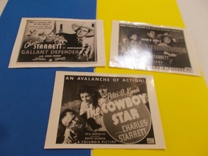 Charles Starrett Lobby Card Reproductions Black and White 5"x7" Lot of 3