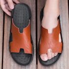 Men Beach Leather Slippers Summer Comfort Sandals Outdoor Casual Flat Shoes Size