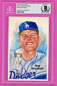 1985 Perez-Steele Postkarte #185 Don Drysdale Beckett authentisches Autogramm - Bild 1 von 2
