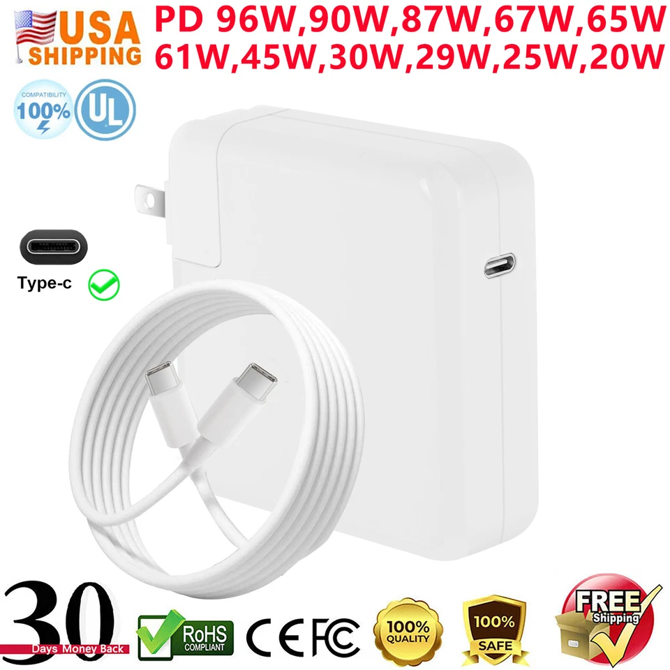 96W USB C Adapter Mac Book Pro Charger For MacBook Air 13" A2337 M1, A2179,A1932 - Image 1 of 4