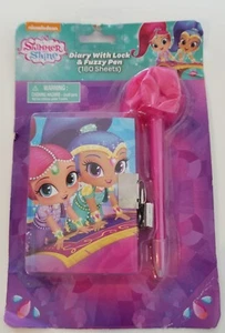 Nickelodeon Shimmer and Shine Brand Mini Diary Lock Pink Fuzzy Pen - Picture 1 of 3