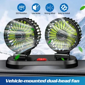 5V 12V 24V Car Dual Head Cooling Fan Car Dashboard 2-Speed Auto Truck Cooler Fan - Picture 1 of 13