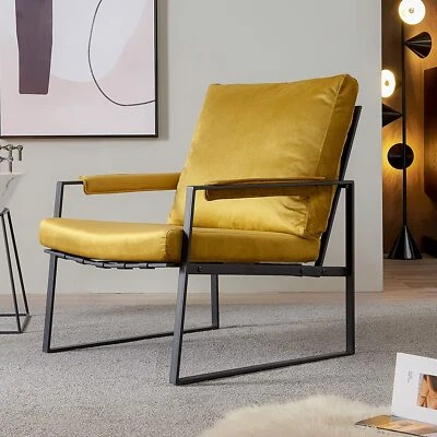 Silla de acento moderna sofá individual silla sillón de terciopelo cocina salón silla Foto 1 de 4