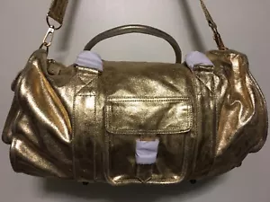 Pyar & Co Oro Rosa Brillante Metálico Cuero Suave Lona Viaje Gimnasio Bolso Talla XL - Imagen 1 de 19