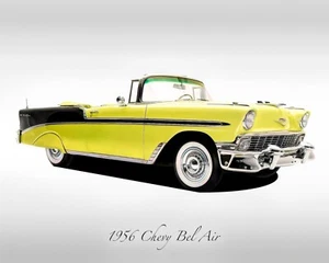 Oldtimer - 1956 Chevy Bel Air - gelb - Print - Bild 1 von 3