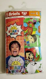 NEW, POCKET.WATCH RYAN'S WORLD BOYS UNDERWEAR BRIEFS, PACK OF 5, SIZE 6 - Picture 1 of 6