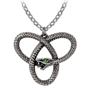 Alchemy Gothic Eve's Triquetra Pendant Serpent Necklace Green Crystal Eye P929 - Picture 1 of 2