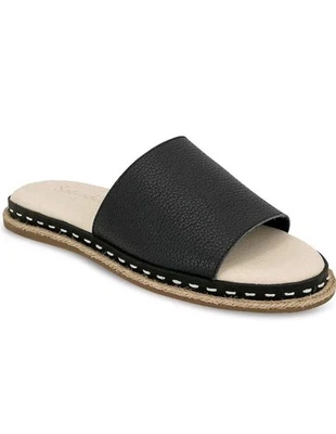 Espléndida Sandalia Calipso Cuero Negro Deslizable Punta Abierta Correa Ancha Plana 8.5 Foto 1 de 4