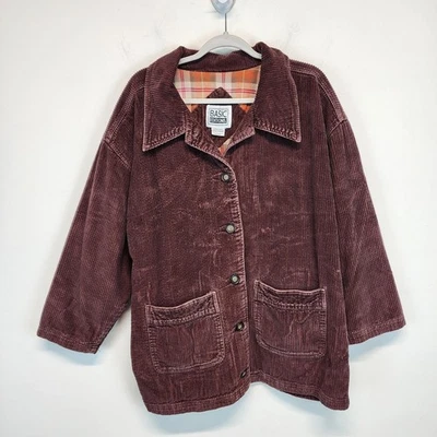 Vintage Basic Editions Cord Shacket Size XL Oversized Patch Pockets Lined Work - Image 1 of 4