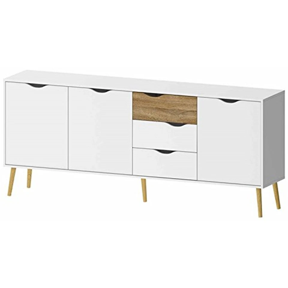 Tvilum 7545449AK Diana Sideboard With 3 Doors and 3 Drawers White/oak Structur - Imagem 1 de 1