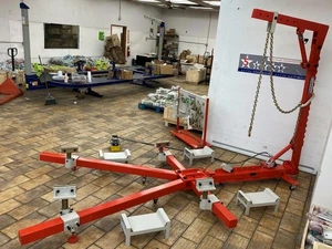 Auto Body Frame Puller Straightener with Roof Including Tools and Air Go Jack - Picture 1 of 12