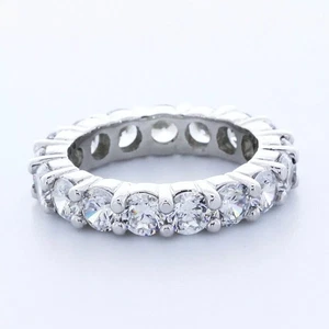14K Gold Eternity Wedding Ring Classic 4.50 Carat Round Lab-Grown Diamond E VVS2 - Picture 1 of 14