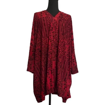 Revolve Somedays Lovin Негабаритная Рубашка Кимоно Платье M Измельченный Бархат Бургундия - Изображение 1 из 4