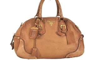Authentic PRADA Vintage Leather 2Way Shoulder Hand Bag Beige 9305M - Photo 1/10