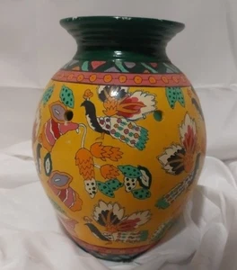 Vintage Large Limited Edition Chinese Arden Vase Yellow & Green Collectible! - Picture 1 of 3