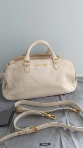 Bolso de Hombro Miu Miu Cocodrilo Cuero Repujado 2 Vías Herrajes Dorados Blanco Japón - Imagen 1 de 12