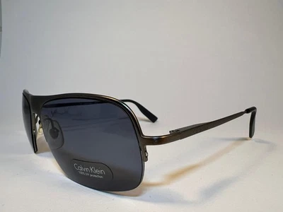 Lentes ahumadas grises rectangulares con marco de metal gris oscuro Calvin Klein 280S Foto 1 de 4