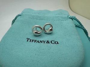 Pendientes Eternos Redondos Tiffany Co Plata de Ley Elsa Peretti - Imagen 1 de 7